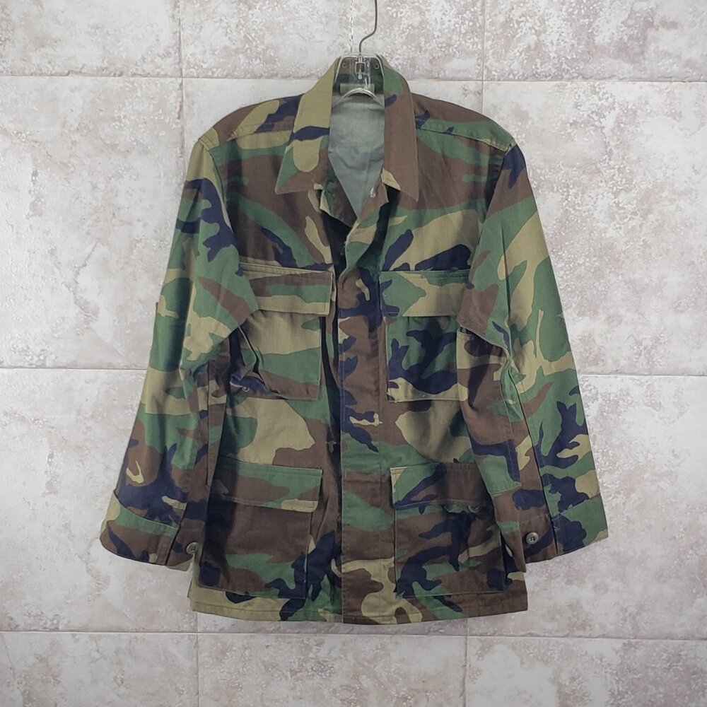 BDU Combat Coat Fatigue Hot Weather Jacket Shirt Size X Small Woodland Camo Vtg